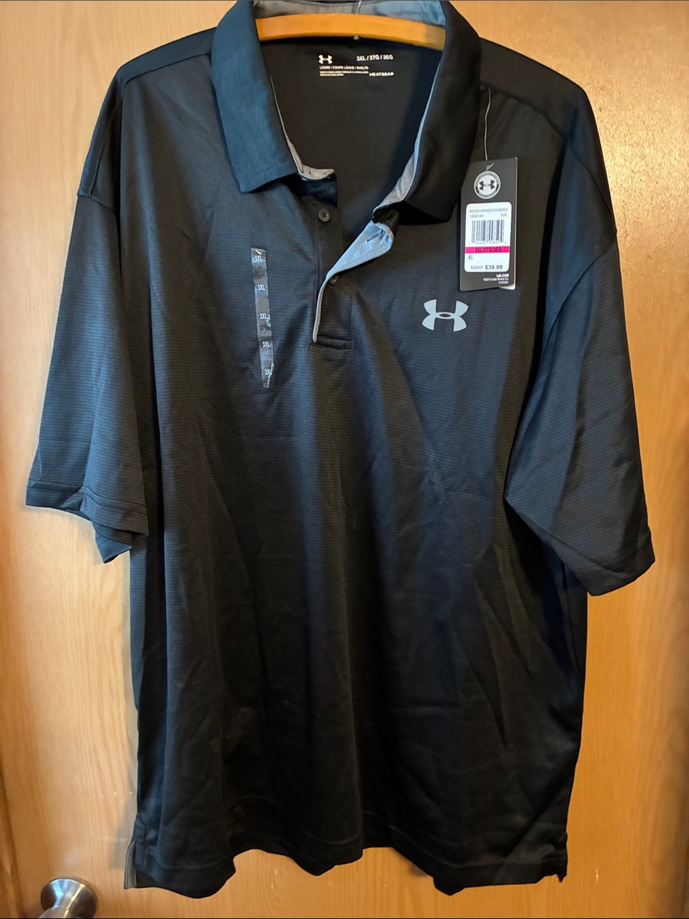 Under Armour Men’s Black Polo with Gray Logo Accent